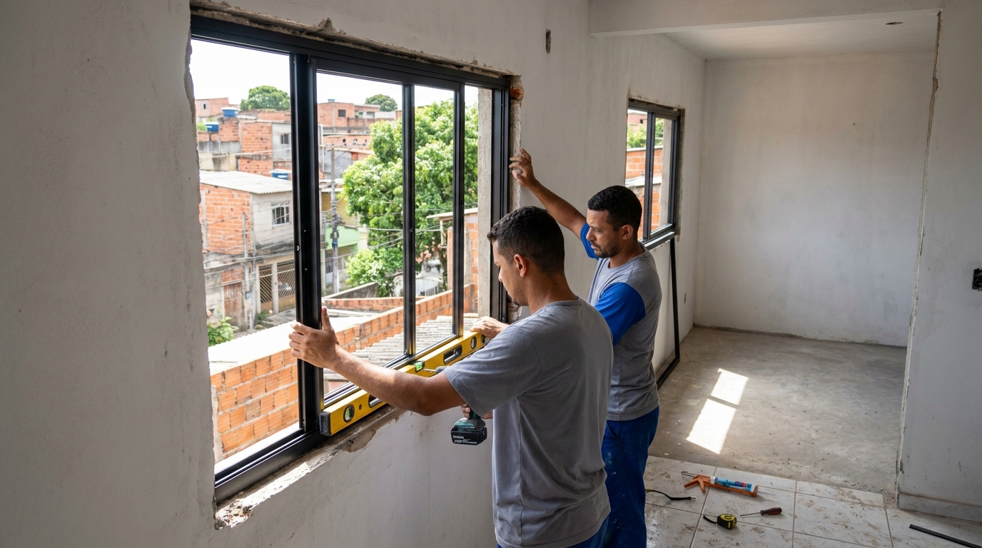 Esquadria de alumínio em obra em Santa Maria-RS
