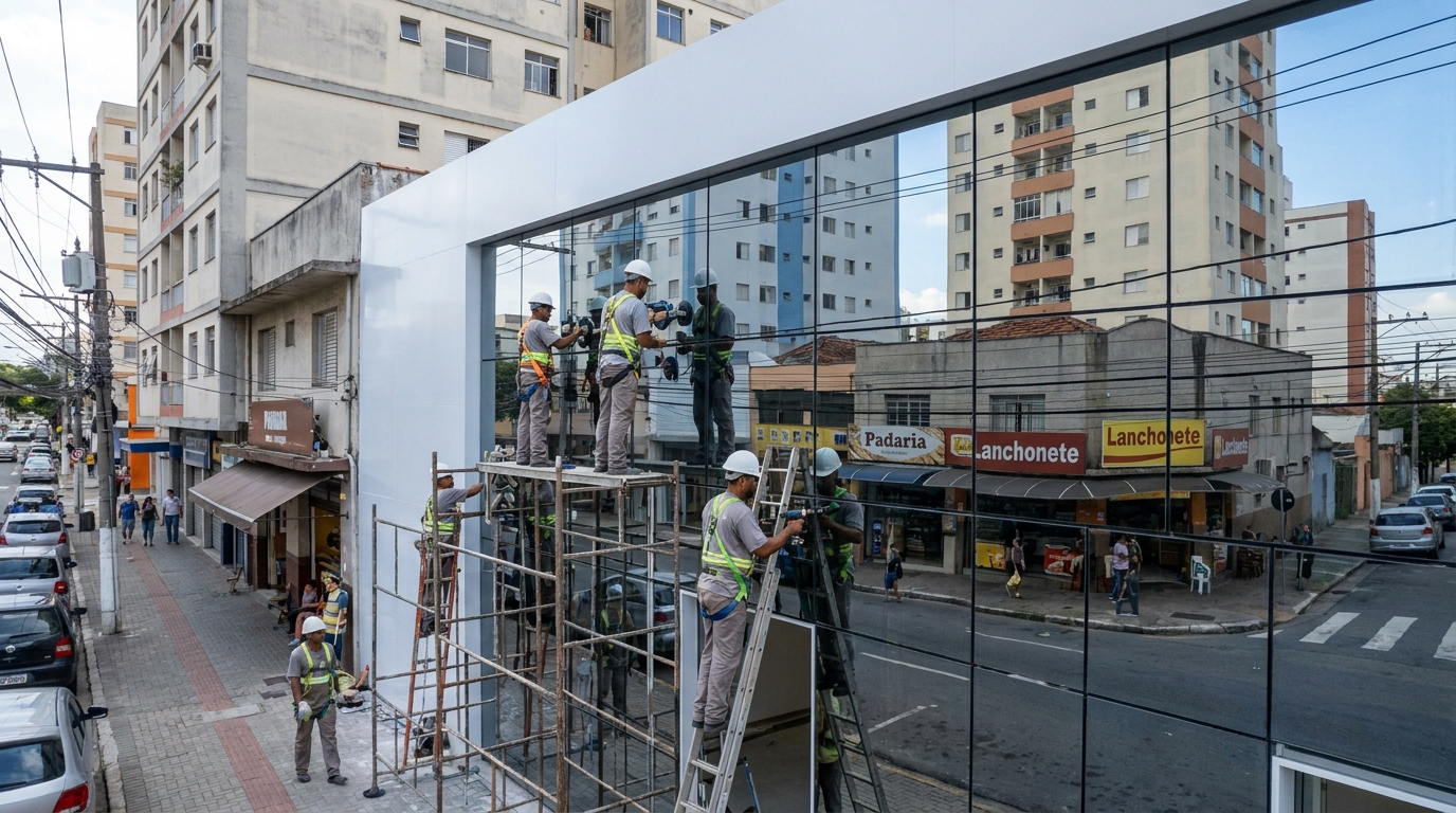 Fachada espelhada em esquina em Santa Maria-RS